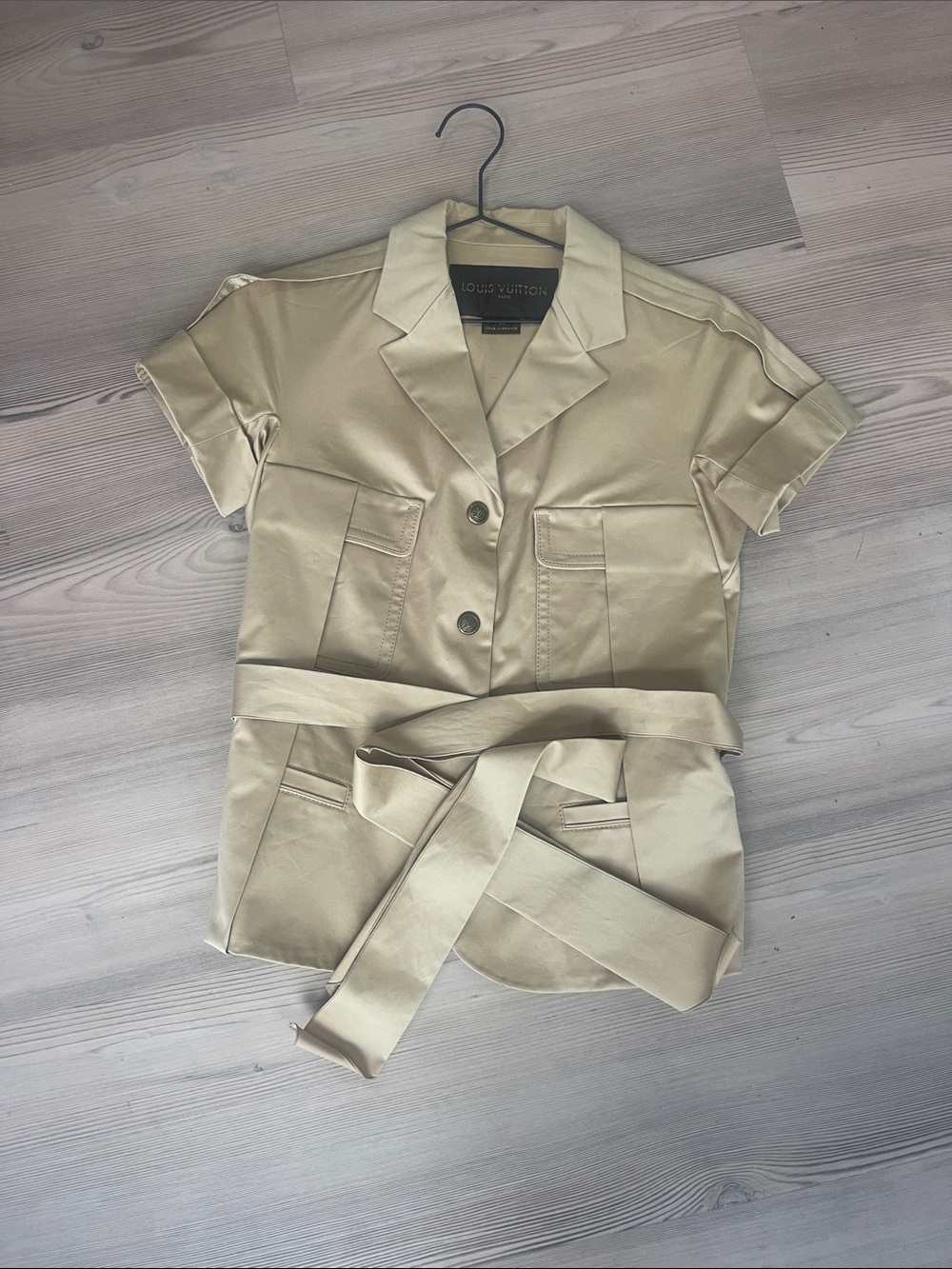 Louis Vuitton Cream Short-Sleeve Safari Top with Belt